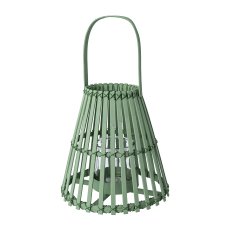 Bamboo lantern w.handle w.glass, 21x21x19cm/Glass: 8x8cm, jade