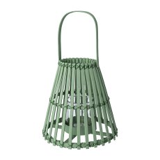 Bamboo lantern with handle and glass, 26x26x26cm/glass: 10x10cm, jade