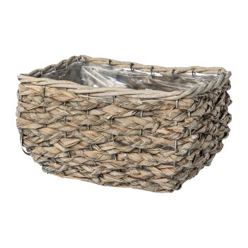 Nature grass basket rectangular 3pcs. set w.liner, 21x13,5x13/26x18x15/29x23x17cm