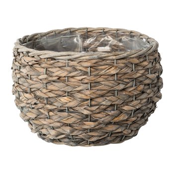 Nature grass basket round 3pcs. set w.liner, 17x12x12/20x14x15/25x17x19cm,