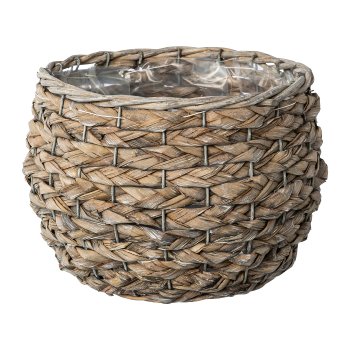 Nature grass basket round 3pcs. set w.liner, 17x12x12/20x14x15/25x17x19cm,