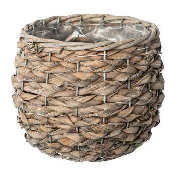 Nature grass basket round 3pcs. set w.liner, 17x12x12/20x14x15/25x17x19cm,