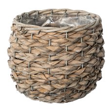 Natur Gras Korb rund 3erSet m.Liner, 17x12x12/20x14x15/25x17x19cm,