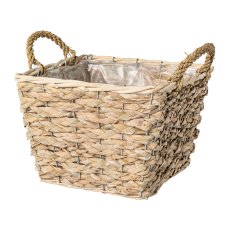 Natur Gras Korb quadratisch 3erSet m.Liner m.Griff, 16x16x18/20x20x22/25x25x24cm