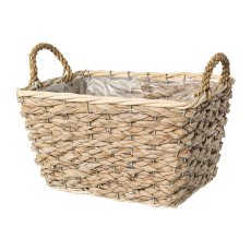 Natur Gras Korb 3erSet m.Liner m.Griff, 22x22x13/26x26x19/30x30x18cm,