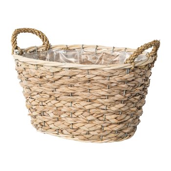 Natur Gras Korb rund 3erSet m.Liner m.Griff, 21x21x13/26x26x16/31x31x19cm,