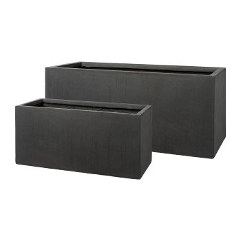 Fibreclay Übertopf, rechteckig, 2er Set, 60x28x28/80x35x35cm, anthrazit
