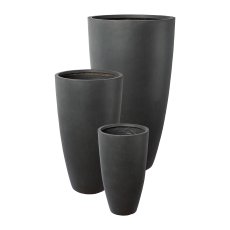 Fibreclay Pflanzgefäß Vase high 3erSet, 34x34x60/44x44x80/54x54x100cm, Anthrazit