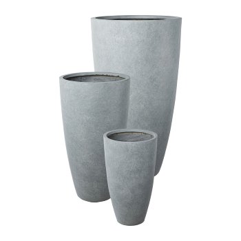 Fibreclay planter vase high, set of 3, 34x34x60/44x44x80/54x54x100cm,