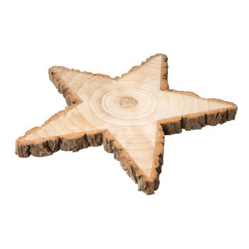 Paulownia wood star w.bark, 33x33x2cm, nature