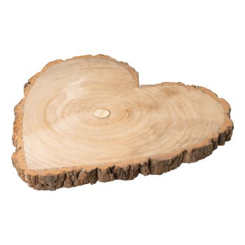 Paulownia Holz Herz m.Rinde, 30x26x2cm, natur