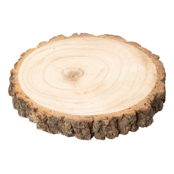 Paulownia wood disc/presenter w.bark, 22x22x3cm, natural