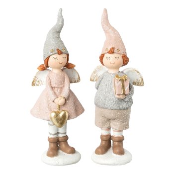 Polyresin Christmas children 2 assorted, 7x5x18cm, pink