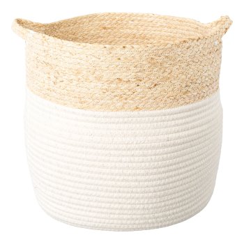 Natur Wollstrick Basket 3erSet 2TONE, 20x20/25x25/30x30cm, silber, 3/Set