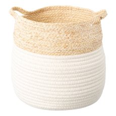 Natur Wollstrick Basket 3erSet 2TONE, 20x20/25x25/30x30cm, silber, 3/Set