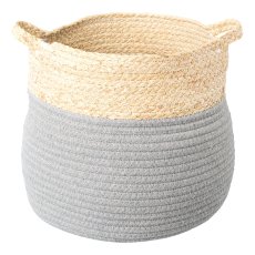 Natural wool knit Basket 3erSet 2TONE, 20x20/25x25/30x30cm, gray,