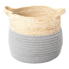 Natural wool knit Basket 3erSet 2TONE, 20x20/25x25/30x30cm, gray,