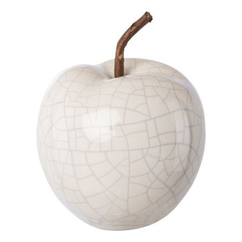 Keramik Apfel Craquele, 8x8x6,5cm, weiß