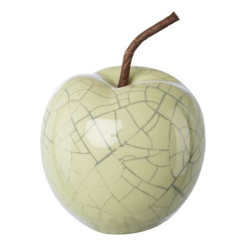 Ceramic apple CRAQUELE, 8x8x6.5cm, light green