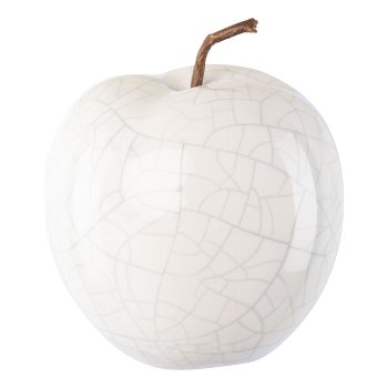 Keramik Apfel Craquele, 12x12x9,5cm, weiß