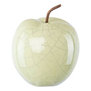 Ceramic apple CRAQUELE, 12x12x9.5cm, light green