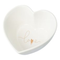 Ceramic heart bowl GOLD LOVE, 15x15x7,5cm, white