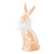 Ceramic bunny w.feather boa