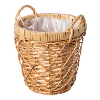 Natural wicker basket w.handle WAREMA, 20x20x20/25x25x25/30x30x30cm,