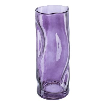 Glass cylinder vase CRUNCH, 26x9x9cm, eggplant