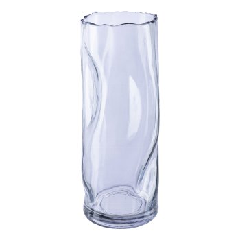 Glas Zylinder Vase CRUNCH, 26x9x9cm, grau