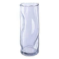 Glass cylinder vase CRUNCH, 26x9x9cm, gray