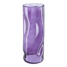 Glass cylinder vase CRUNCH, 30x11x11cm, eggplant