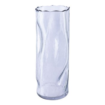 Glas Zylinder Vase CRUNCH, 30x11x11cm, grau