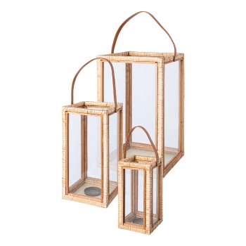 Laterne m.Henkel Naturweide Rahmen 3erSet BARBARA, 15x15x30/20x20x40/30x30x50cm,