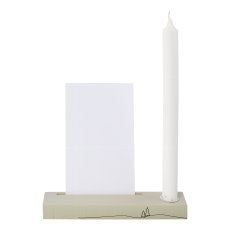 Wooden board card/candle holder EMMI, 20x4x2cm, light green individually packed in a