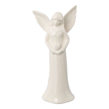 Porzellan Schutzengel m.Herz ANNA, 14x6,5x4cm, weiß