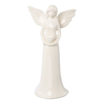 Porzellan Schutzengel ANNA m.Herz, 18,5x9x5cm, weiß