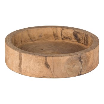 Paulownia Holz Tablett rund, 23x23x5,5cm, Hellbraun