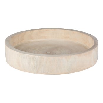 Paulownia Holz Tablett rund, 32x32x6,5cm, Natur