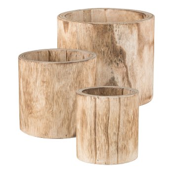 Paulownia wooden jar, set of 3, 17x17x17.5/21x21x20/25x25x21cm