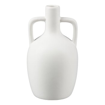 Porcelain vase w. handle AMADEUS, 8.6x8.6x15.5cm, white