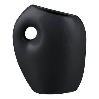 Porcelain Vase w.Hole PAULA, 11x5,7x14cm, Black