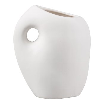 Porzellan Vase m.Loch PAULA, 11x5,7x14cm, Weiß