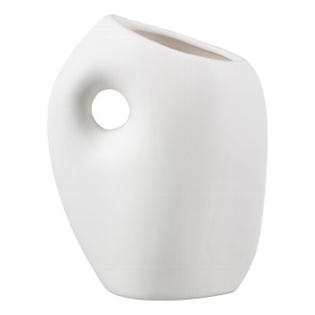 Porcelain Vase w.Hole PAULA, 14x7x17,5cm, White