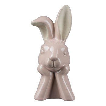 Porcelain rabbit head DENKER, 12.5x10x21cm, pastel pink