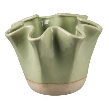 Porzellanvase OPHRA, Sandfinish, 14,5x14,5x11cm, Hellgrün