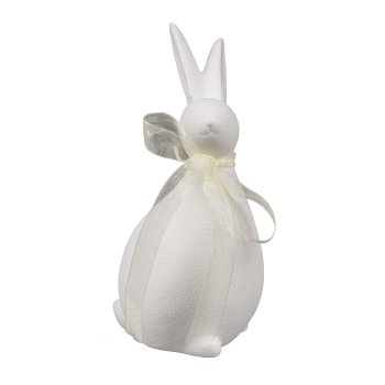 Keramik Hase m.Schleife HOLLY, 7,5x7x15cm, Weiß