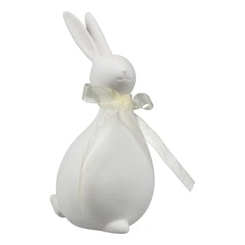 Keramik Hase m.Schleife HOLLY, 10x9x17,5cm, Weiß