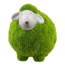 Ceramic sheep with box suit, 15x11x14cm, green