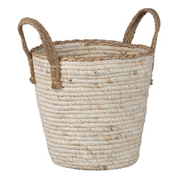 Natur Maisblatt Korb m.Henkeln, 23x23x24cm, Natur